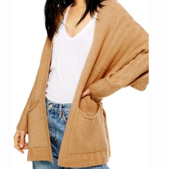 Topshop Brown Oversized Cardigan with pockets - Picture 2 of 11